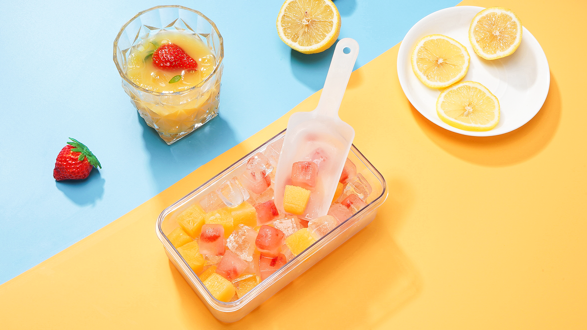 PHINOX Ice Cube Tray with Lid and Bin, 3 Pack Plastic Ice Cube
